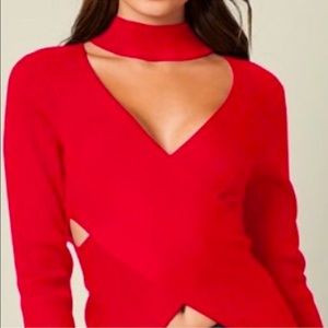 Venus red cut out sweater
